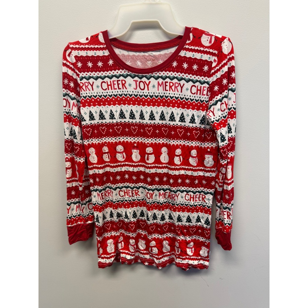 Little Sleepies Kids 16 Red Fair Isle Snowman Bamboo Lunaluxe Pajama Top